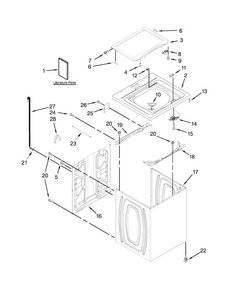 Top And Cabinet Parts Diagram and Parts List for 7MWTW1805DM0  Whirlpool Washer