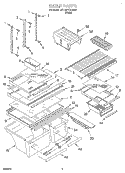 SHELF Diagram and Parts List for 6ET19PKXHW00  Whirlpool Refrigerator