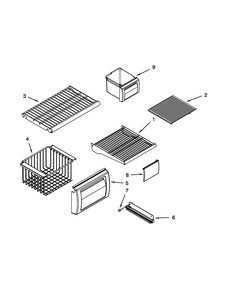 Freezer Shelf Parts Diagram and Parts List for KBSN602ESS00  KitchenAid Refrigerator