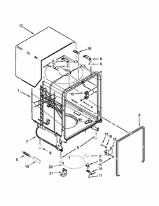 Tub And Frame Parts Diagram and Parts List for 66512413N412  Kenmore Dishwasher