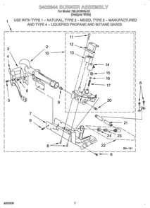 3402844 Burner Diagram and Parts List for OEM2-7MLGC9545JQ1  Whirlpool Dryer