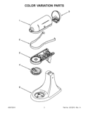 COLOR VARIATION PARTS Diagram and Parts List for KSM150PSBL0  KitchenAid Mixer