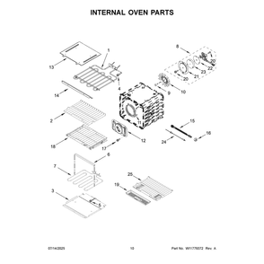 Internal Oven Parts Diagram and Parts List for KOED730SPS00  KitchenAid Wall Oven