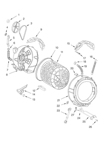 Tub And Basket Diagram and Parts List for GHW9200LW  Whirlpool Washer