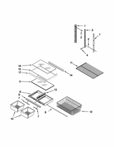 Shelf Parts Diagram and Parts List for 59669912013  Kenmore Refrigerator