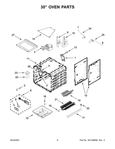 30 Inch Oven Parts Diagram and Parts List for JGRP648HM01  Whirlpool Range