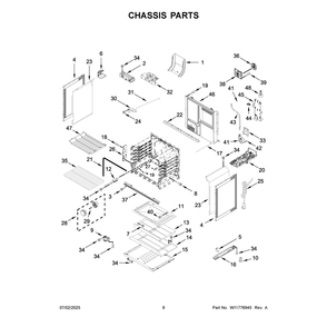 Chassis Parts Diagram and Parts List for KFGS530SPS0  KitchenAid Range