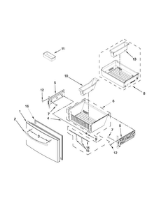 Freezer Door Parts Diagram and Parts List for KFIS29BBWH02  KitchenAid Refrigerator
