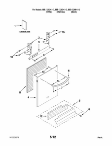 Door And Panel Parts Diagram and Parts List for 66513292K113  Kenmore Dishwasher