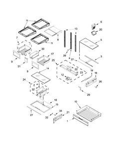 Shelf Parts Diagram and Parts List for WRF736SDAT00  Whirlpool Refrigerator