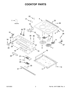 Cooktop Parts Diagram and Parts List for KSEB900ESS7  KitchenAid Range