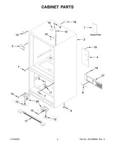 Cabinet Parts Diagram and Parts List for WRB329DFBB02  Whirlpool Refrigerator