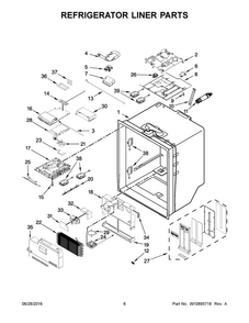 Refrigerator Liner Parts Diagram and Parts List for KRFF707EBS00  KitchenAid Refrigerator