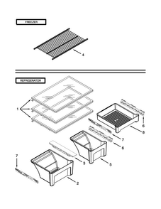 Shelf Parts Diagram and Parts List for WRT138TFYS02  Whirlpool Refrigerator