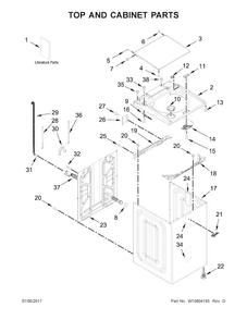 Top And Cabinet Parts Diagram and Parts List for 7MWTW8500EC0  Whirlpool Washer