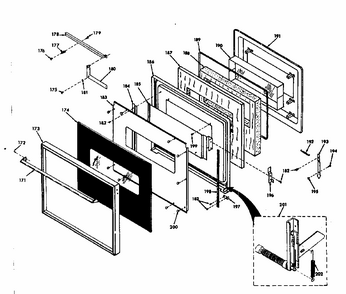 Upper Oven Door Diagram and Parts List for 8504277293  Kenmore Range