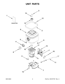 Unit Parts Diagram and Parts List for 5KSB4026SBK0  KitchenAid Blender