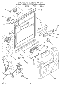 DOOR AND LATCH Diagram and Parts List for KUDV24SEAL5  KitchenAid Dishwasher