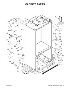 Cabinet Parts Diagram and Parts List for KBFN506ESS00  KitchenAid Refrigerator