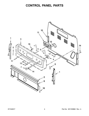 03 - CONTROL PANEL PARTS Diagram and Parts List for 4KAER7685EW1  Whirlpool Range