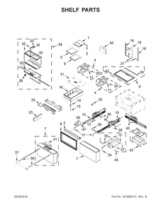 Shelf Parts Diagram and Parts List for KRMF706ESS02  KitchenAid Refrigerator