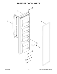 07 - Freezer Door Parts Diagram and Parts List for WRS312SNHB06  Whirlpool Refrigerator