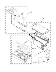 Dispenser Parts Diagram and Parts List for WFW95HEDW0  Whirlpool Washer