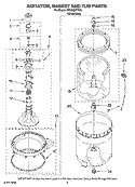 AGITATOR, BASKET AND TUB PARTS Diagram and Parts List for MTW5821TW0  Whirlpool Washer