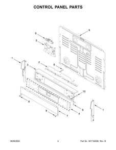 03 - Control Panel Parts Diagram and Parts List for WFGS7530RB0  Whirlpool Range