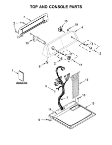 Top And Console Parts Diagram and Parts List for 4KWED4605FW0  Whirlpool Dryer