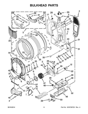 04 - Bulkhead Parts Diagram and Parts List for YWED97HEDU0  Whirlpool Dryer