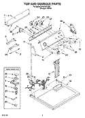 TOP AND CONSOLE PARTS Diagram and Parts List for WED5521SQ0  Whirlpool Dryer