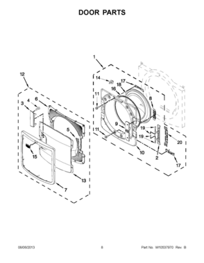 05 - DOOR PARTS Diagram and Parts List for YMED9000YW3  Whirlpool Dryer