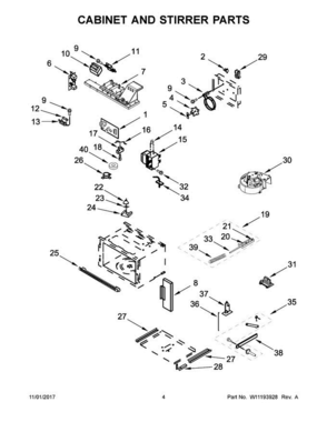03 - Cabinet And Stirrer Parts Diagram and Parts List for KOCE500ESS06  KitchenAid Microwave Oven Combo