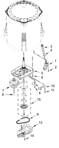 Gearcase, Motor And Pump Parts Diagram and Parts List for 4KNTW3300JW2  Whirlpool Washer