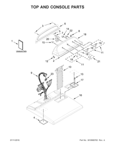 Top And Console Parts Diagram and Parts List for 7MWGD2150EN1  Whirlpool Dryer