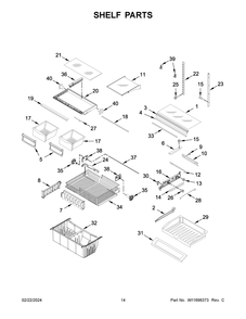 Shelf Parts Diagram and Parts List for WRFF5333PZ01  Whirlpool Refrigerator