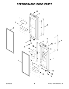 Refrigerator Door Parts Diagram and Parts List for WRF550CDHZ03  Whirlpool Refrigerator