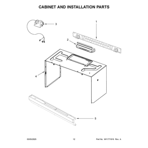 Cabinet And Installation Parts Diagram and Parts List for YWMMS3130RB01  Whirlpool Microwave
