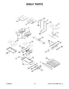 08 - Shelf Parts Diagram and Parts List for KRFF577KBS03  Whirlpool Refrigerator
