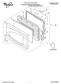 Door/literature Diagram and Parts List for OEMMT2110SJQ0  Whirlpool Microwave