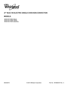 Cover Sheet Diagram and Parts List for WOS51EC7AB03  Whirlpool Wall Oven