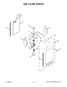 Air Flow Parts 2 Diagram and Parts List for WRS315SDHM0A  Whirlpool Refrigerator