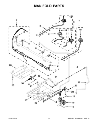 Manifold Parts Diagram and Parts List for WFG520S0FS1  Whirlpool Range
