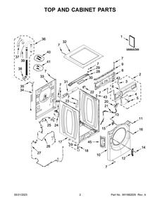 Top And Cabinet Parts Diagram and Parts List for WFW6605MW1  Whirlpool Washer