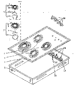 Cooktop Diagram and Parts List for 15541815  Kenmore Range