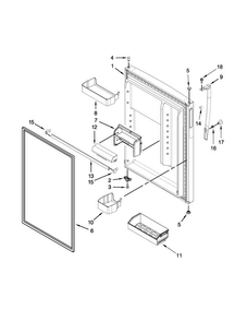 Refrigerator Door Parts Diagram and Parts List for WRT3L1SZYB01  Whirlpool Refrigerator