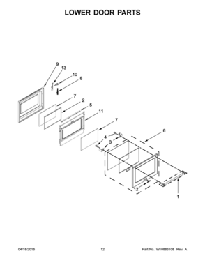 07 - LOWER DOOR PARTS Diagram and Parts List for YKFED500ESS2  Whirlpool Range
