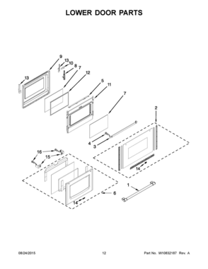 07 - LOWER DOOR PARTS Diagram and Parts List for YMET8720DH02  Whirlpool Range