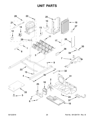 Unit Parts Diagram and Parts List for WRS315SDHB01  Whirlpool Refrigerator